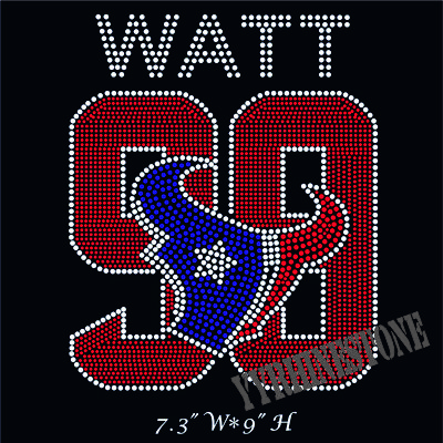 WATT 99 with Texans rhinestone transfers