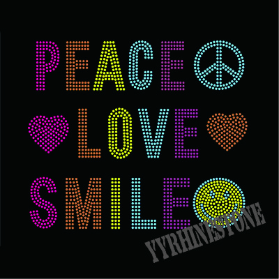 Peace Love Smile rhinestone transfer wholesale