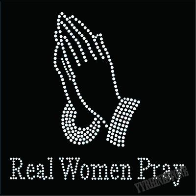 real women pray rhinestone transfer