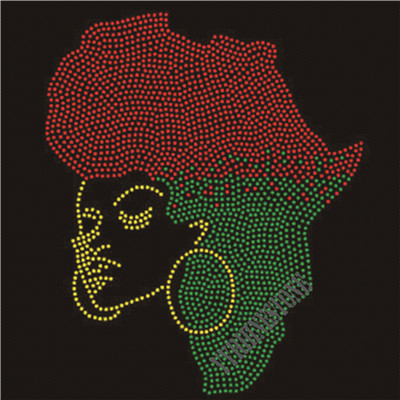Afro lady rhinestone transfer