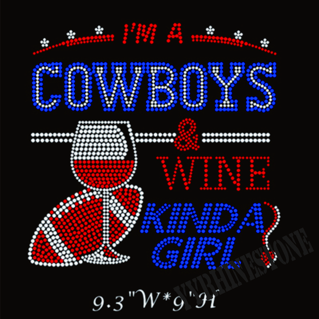 i'm a cowboy & wine kinda girl rhinestone transfer