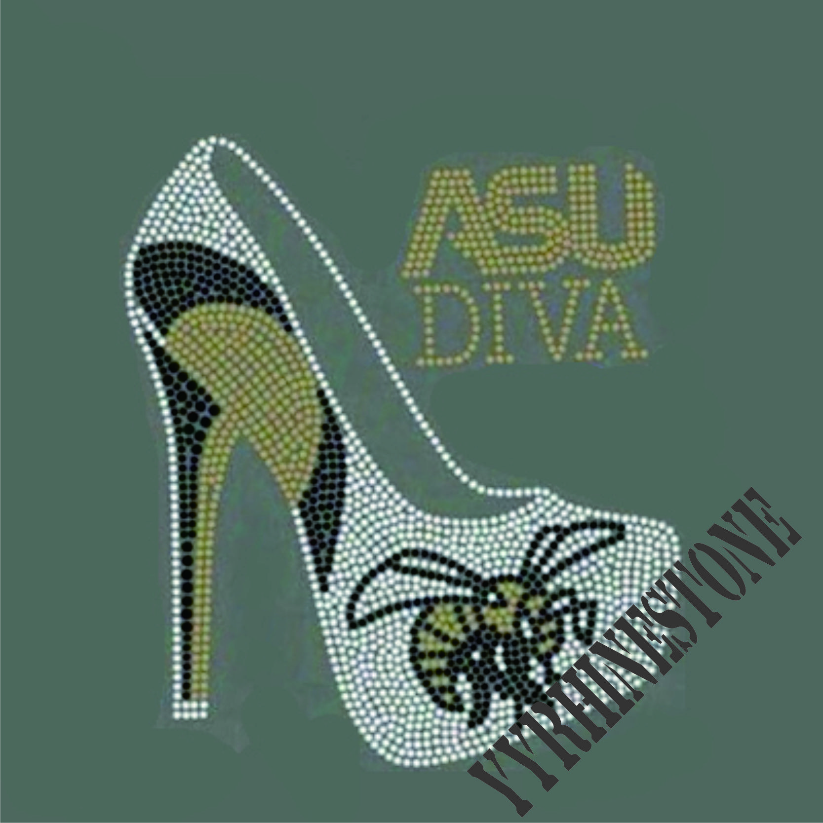 ASU DIVA with high heel shoes hotfix Rhinestone transfer