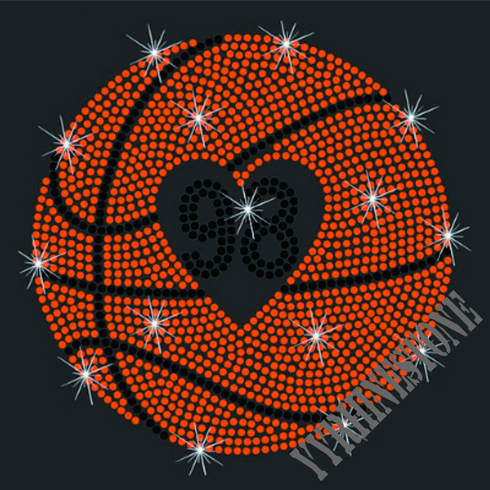Basketball With Number Rhinestone Transfer